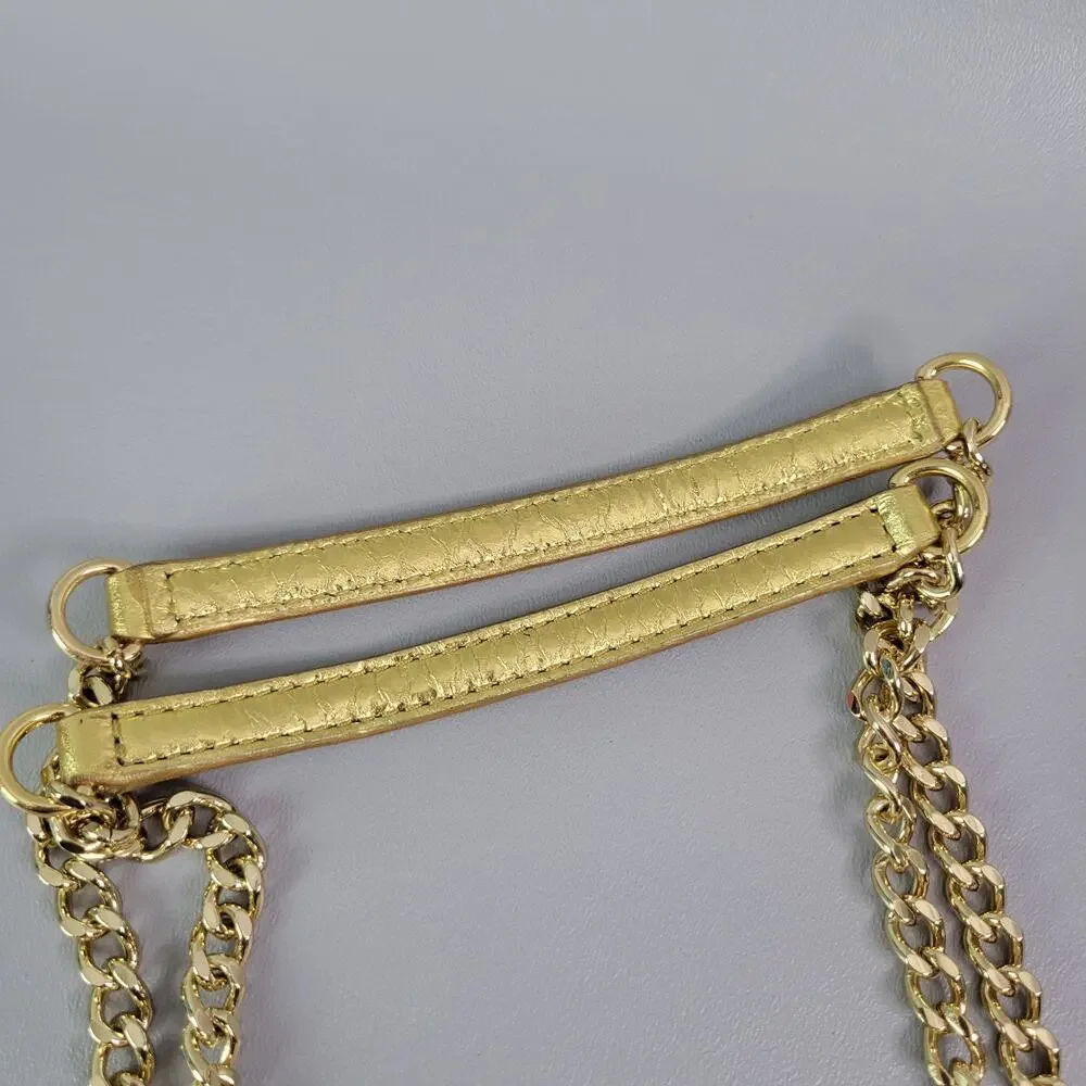 Michael Kors Mini Handbag Gold Snakeskin Embossed Chain Strap - Picture 13 of 15